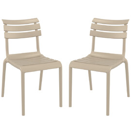 Haslet Taupe Polypropylene Outdoor Side Chairs In Pair