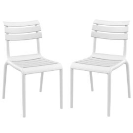 Haslet White Polypropylene Outdoor Side Chairs In Pair