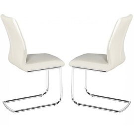 Haslet White PU Leather Dining Chairs In Pair