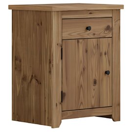 Havanan Wooden Bedside Cabinet With 1 Door 1 Drawer In Natural Pine