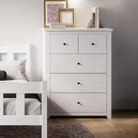 Havanan Wooden Chest Of 5 Drawers - White