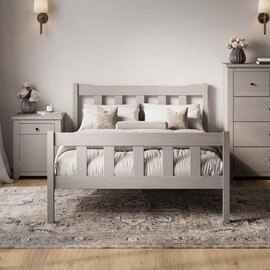 Havanan Wooden King Size Bed - Grey