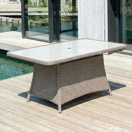 Haverhill Garden Natural Weave Dining Table with Ceramic Effect Tempered Glass Top