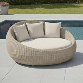 Haverhill Garden Rattan Daybed with Dusk Cushions In Natural Weave
