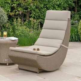 Haverhill Garden Rattan Lazy Chair with Dusk Cushions In Natural Weave