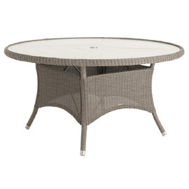 Haverhill Large Glass Top Round Dining Table In Grey Dusk