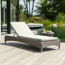 Haverhill Rattan Garden Adjustable Sun Lounger In Grey Dusk