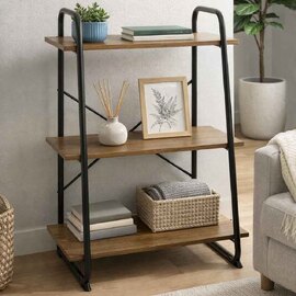 Hayesville Bookcase With 3 Shelfs In Black And Oak