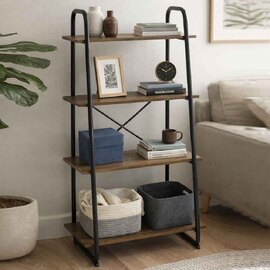 Hayesville Bookcase With 4 Shelfs In Black And Oak