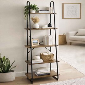 Hayesville Bookcase With 5 Shelfs In Black And Oak