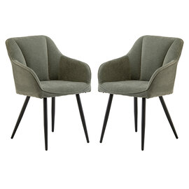 Hazen Mint Green Fabric Dining Chairs With Black Legs In Pair