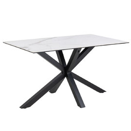 Hebron Small Ceramic Top Dining Table In White Akranes