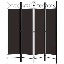 Hecate Fabric 4 Panels 160cm x 180cm Room Divider In Brown