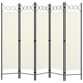 Hecate Fabric 5 Panel 200cm x 180cm Room Divider In Cream White
