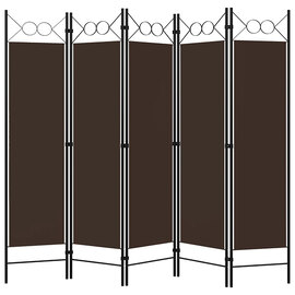 Hecate Fabric 5 Panels 200cm x 180cm Room Divider In Brown