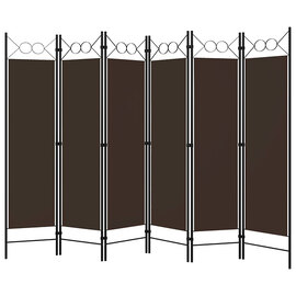Hecate Fabric 6 Panels 240cm x 180cm Room Divider In Brown
