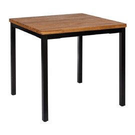 Helena 80cm Solid Acacia Wood Top Dining Table with Black Base