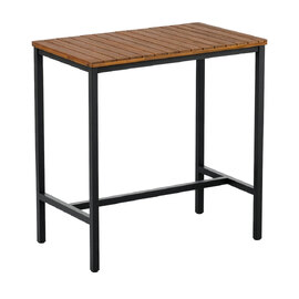 Helena Rectangular Solid Acacia Wood Top Bar Table with Black Base