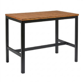 Helena Rectangular Solid Acacia Wood Top Bistro Table with Black Base