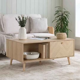 Helena Wooden Coffee Table with 1 Drawer in Oak