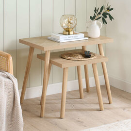 Helena Wooden Nest of 2 Tables in Oak