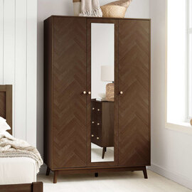 Helena Wooden Wardrobe with 3 Doors in Walnut