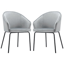 Helga Grey Velvet Dining Chairs With Black Frame In Pair