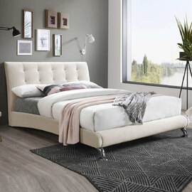 Helsinki Fabric Small Double Bed In Warm Stone