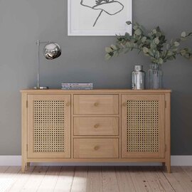Helvane Solid Wood Sideboard with 2 Doors 3 Drawers in Oak