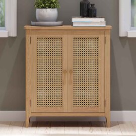 Helvane Solid Wood Storage Cabinet with 2 Doors in Oak