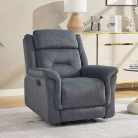 Hemley Fabric Manual Recliner 1 Seater Sofa in Slate Grey