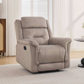 Hemley Fabric Manual Recliner 1 Seater Sofa in Taupe