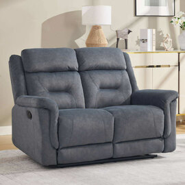 Hemley Fabric Manual Recliner 2 Seater Sofa in Slate Grey