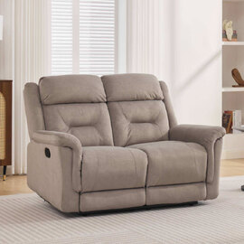 Hemley Fabric Manual Recliner 2 Seater Sofa in Taupe