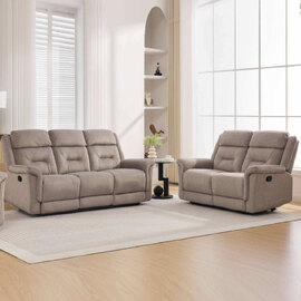 Hemley Fabric Manual Recliner 3+2 Seater Sofa Set in Taupe