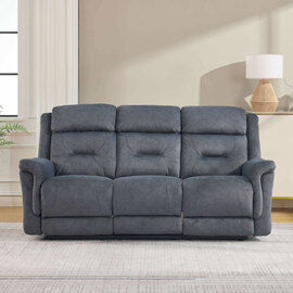 Hemley Fabric Manual Recliner 3 Seater Sofa in Slate Grey