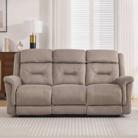 Hemley Fabric Manual Recliner 3 Seater Sofa in Taupe