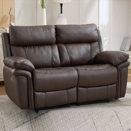 Henley Plush PU Electric 2 Seater Sofa in Espresso