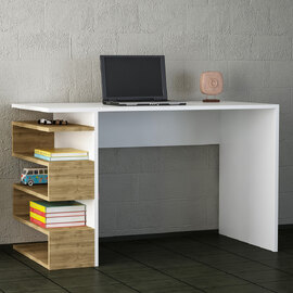 Hensley Rectangular Wooden Laptop Desk in White and Walnut
