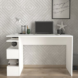 Hensley Rectangular Wooden Laptop Desk in White