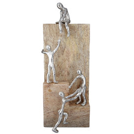 Henviro Mango Wood Helping Hand Sculpture in Natural and Silver