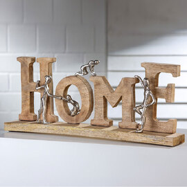 Henviro Mango Wood Home Sculpture in Natural and Silver