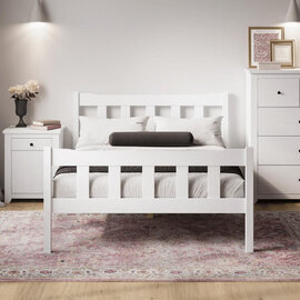 Hepworth Wooden Double Bed In White