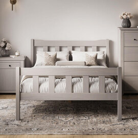 Hepworth Wooden King Size Bed In Grey