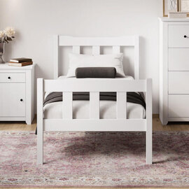 Hepworth Wooden Single Bed In White