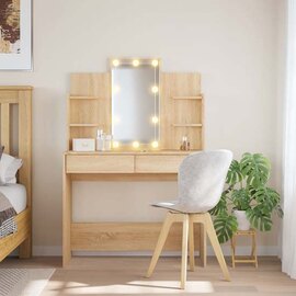 Hervey Wooden Dressing Table In Sonoma Oak With LED