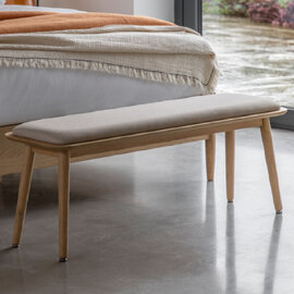 Hervey Fabric Dining Bench With Wooden Frame In Natural