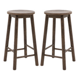 Hervey Smoked Oak Wooden Bar Stools In Pair