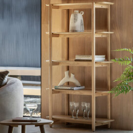 Hervey Tall Wooden Bookcase With 4 Shelves In Natural