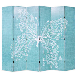 Hessa Folding 228cm x 170cm Room Divider In Butterfly Blue
